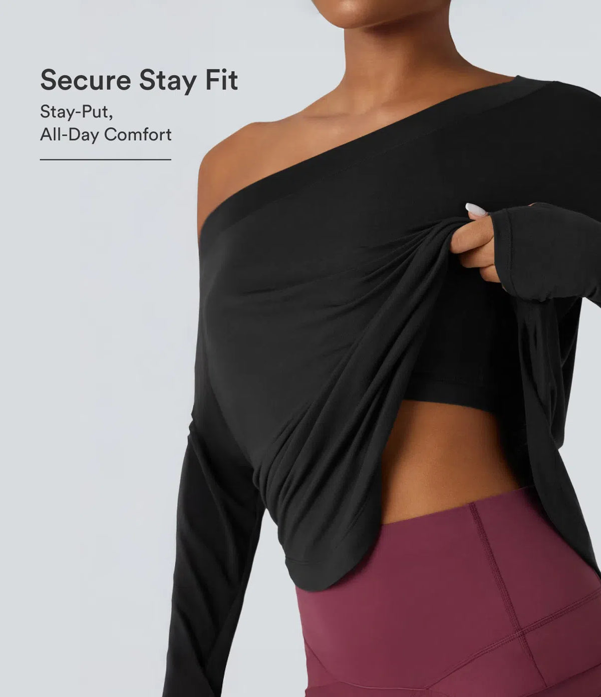 Halara  AirFlow™ Off-Shoulder Long Sleeve Active Top