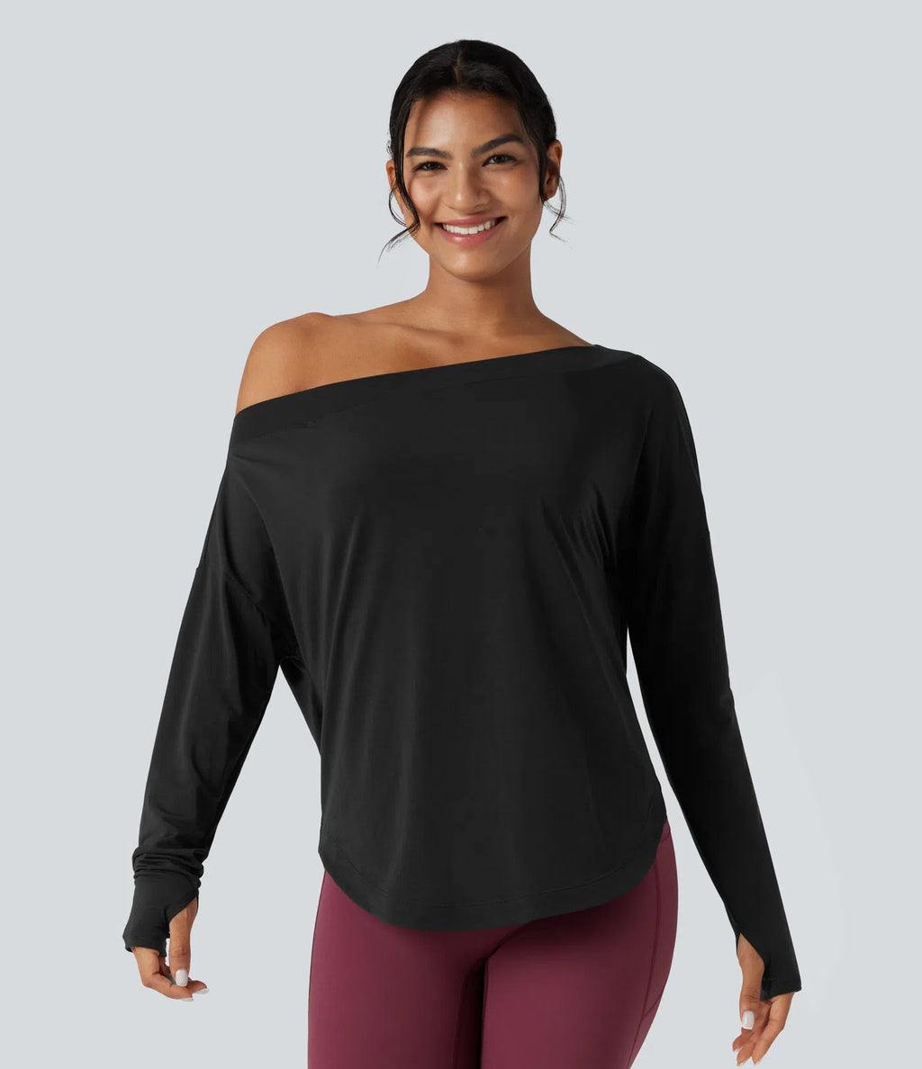 Halara  AirFlow™ Off-Shoulder Long Sleeve Active Top