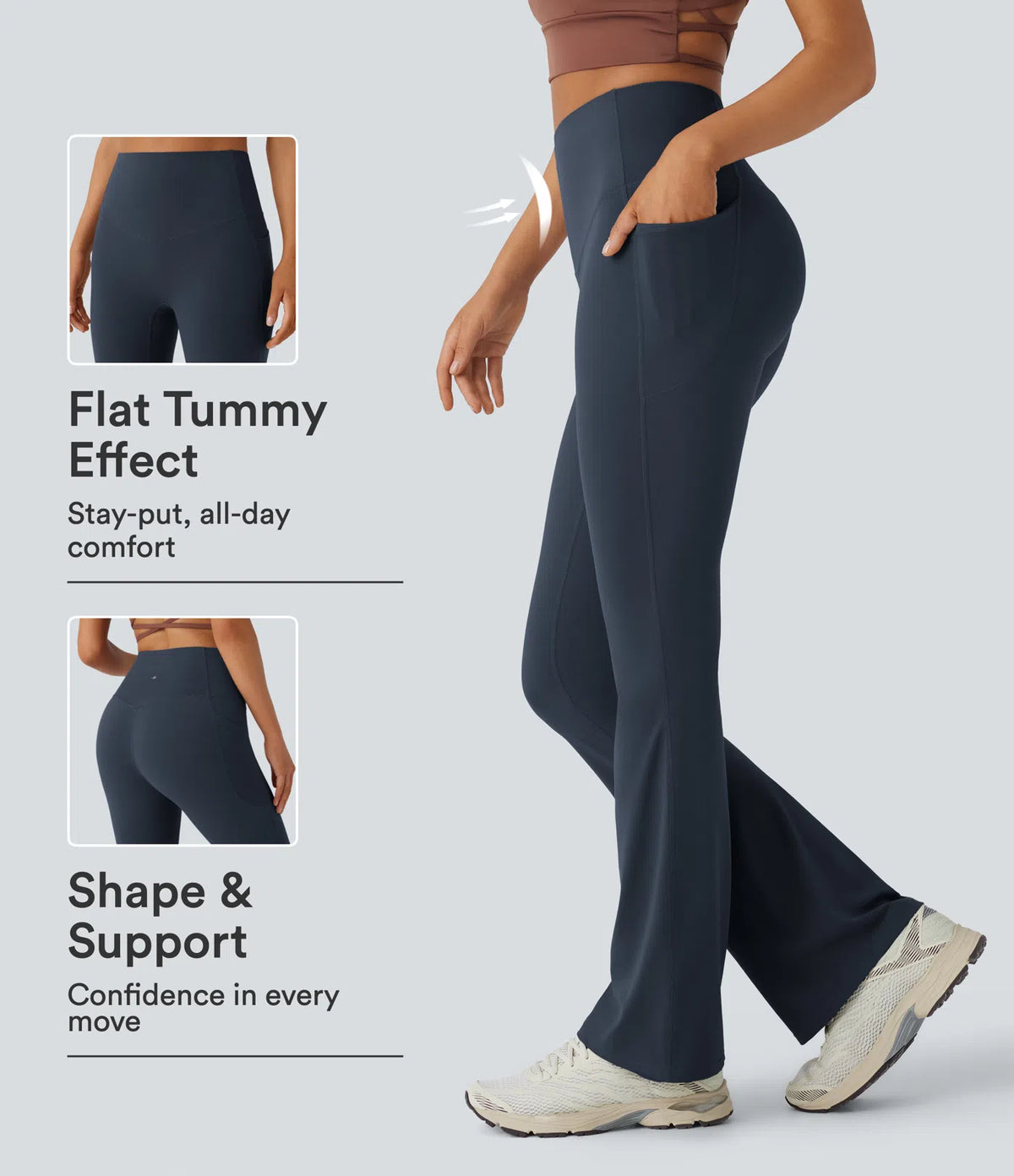UltraSculpt™ High-Waisted Tummy Control Bootcut Leggings with Pockets