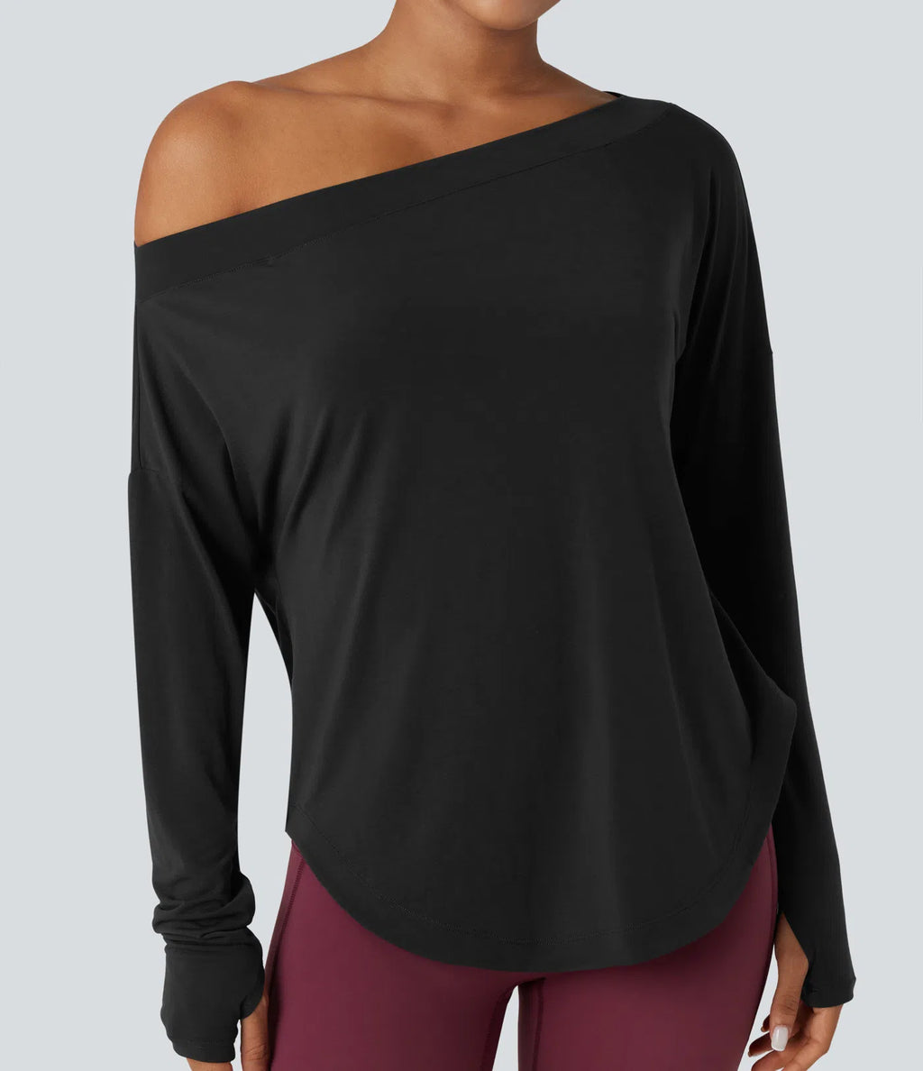 Halara  AirFlow™ Off-Shoulder Long Sleeve Active Top