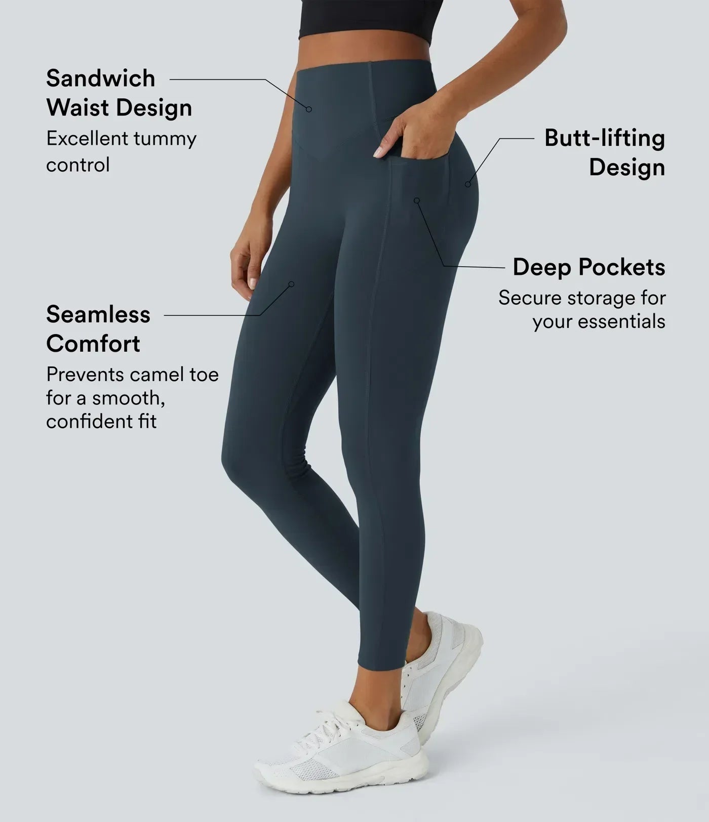 Halara UltraSculpt™ SoCinched High-Waist Tummy Control Butt-Lifting Leggings with Pockets
